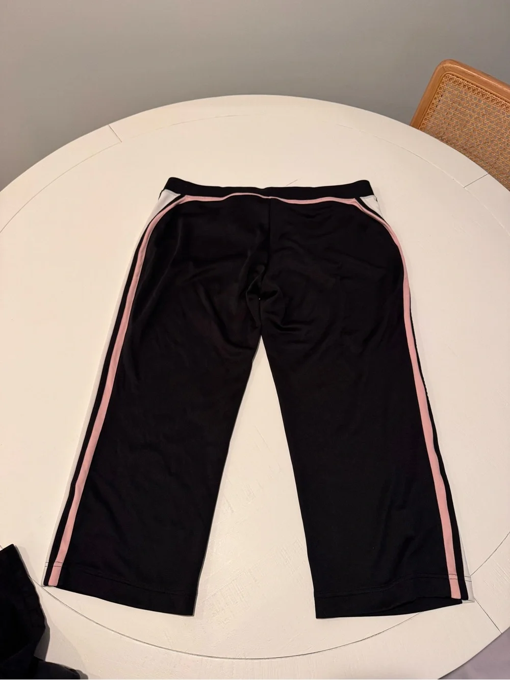 Y2K 2000s Nike Black Capri track pants with White/Pink Side Stripes